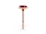 Rose gold Pear Cut Cut Diamond Floral Halo Engagement Ring with Pavé Band and Prong Setting_2