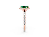 Rose gold Pear Cut Cut Diamond Floral Halo Engagement Ring with Pavé Band and Prong Setting_2