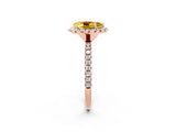 Rose gold Pear Cut Cut Diamond Floral Halo Engagement Ring with Pavé Band and Prong Setting_2