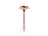 Rose gold Pear Cut Cut Diamond Floral Halo Engagement Ring with Pavé Band and Prong Setting_2