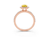 Rose gold Pear Cut Cut Diamond Floral Halo Engagement Ring with Pavé Band and Prong Setting_3