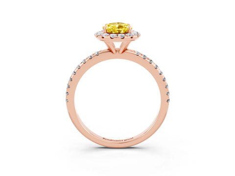 Rose gold Pear Cut Cut Diamond Floral Halo Engagement Ring with Pavé Band and Prong Setting_3