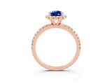 Rose gold Pear Cut Cut Diamond Floral Halo Engagement Ring with Pavé Band and Prong Setting_3