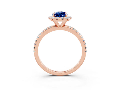 Rose gold Pear Cut Cut Diamond Floral Halo Engagement Ring with Pavé Band and Prong Setting_3