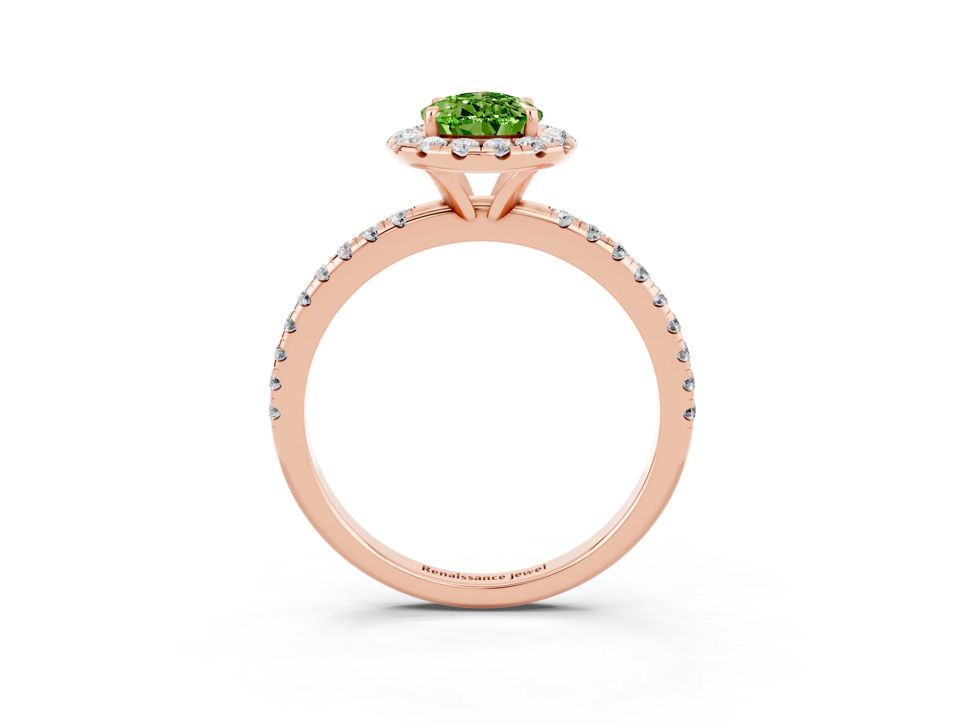 Rose gold Pear Cut Cut Diamond Floral Halo Engagement Ring with Pavé Band and Prong Setting_3