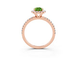Rose gold Pear Cut Cut Diamond Floral Halo Engagement Ring with Pavé Band and Prong Setting_3