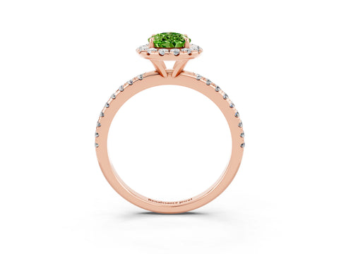 Rose gold Pear Cut Cut Diamond Floral Halo Engagement Ring with Pavé Band and Prong Setting_3