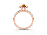 Rose gold Pear Cut Cut Diamond Floral Halo Engagement Ring with Pavé Band and Prong Setting_3