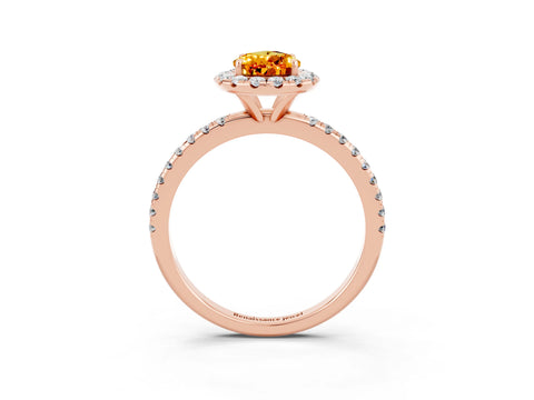 Rose gold Pear Cut Cut Diamond Floral Halo Engagement Ring with Pavé Band and Prong Setting_3