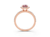 Rose gold Pear Cut Cut Diamond Floral Halo Engagement Ring with Pavé Band and Prong Setting_3