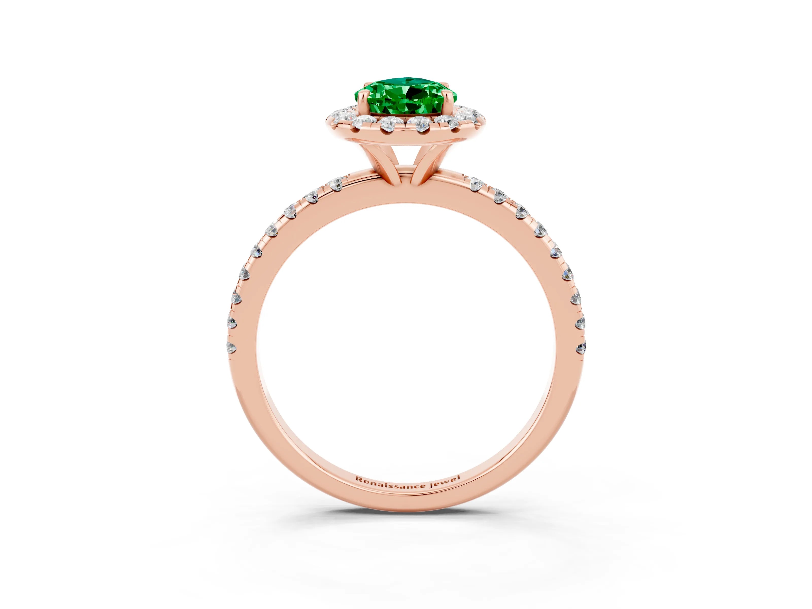Rose gold Pear Cut Cut Diamond Floral Halo Engagement Ring with Pavé Band and Prong Setting_3