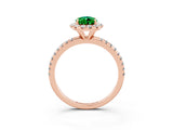 Rose gold Pear Cut Cut Diamond Floral Halo Engagement Ring with Pavé Band and Prong Setting_3