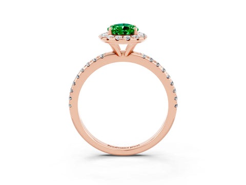 Rose gold Pear Cut Cut Diamond Floral Halo Engagement Ring with Pavé Band and Prong Setting_3