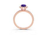 Rose gold Pear Cut Cut Diamond Floral Halo Engagement Ring with Pavé Band and Prong Setting_3