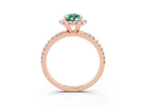 Rose gold Pear Cut Cut Diamond Floral Halo Engagement Ring with Pavé Band and Prong Setting_3