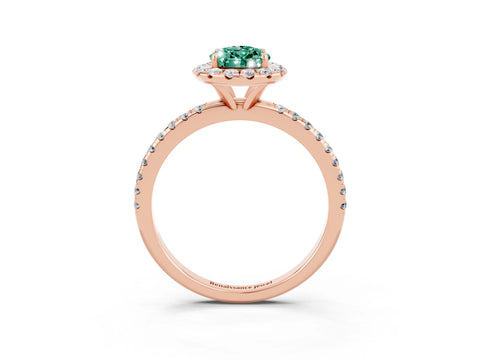 Rose gold Pear Cut Cut Diamond Floral Halo Engagement Ring with Pavé Band and Prong Setting_3