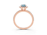 Rose gold Pear Cut Cut Diamond Floral Halo Engagement Ring with Pavé Band and Prong Setting_3