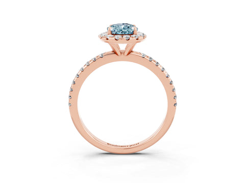 Rose gold Pear Cut Cut Diamond Floral Halo Engagement Ring with Pavé Band and Prong Setting_3