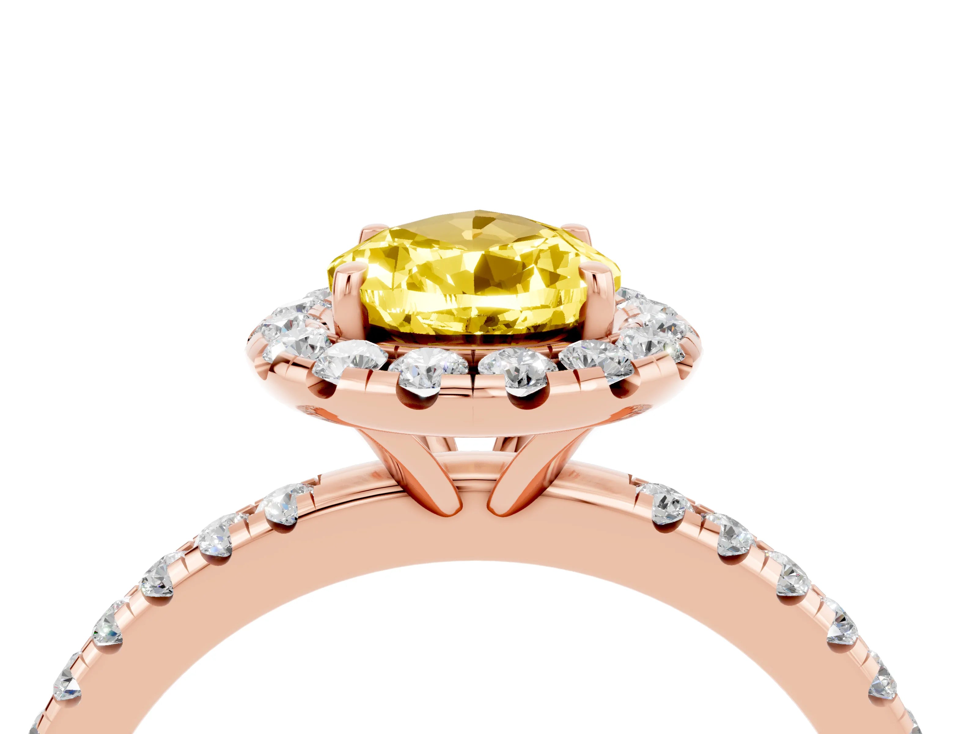 Rose gold Pear Cut Cut Diamond Floral Halo Engagement Ring with Pavé Band and Prong Setting_4
