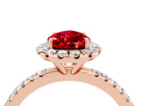 Rose gold Pear Cut Cut Diamond Floral Halo Engagement Ring with Pavé Band and Prong Setting_4