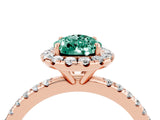 Rose gold Pear Cut Cut Diamond Floral Halo Engagement Ring with Pavé Band and Prong Setting_4