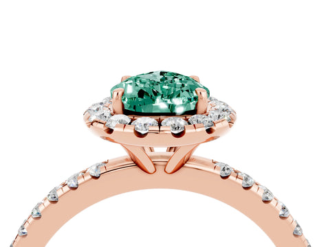 Rose gold Pear Cut Cut Diamond Floral Halo Engagement Ring with Pavé Band and Prong Setting_4