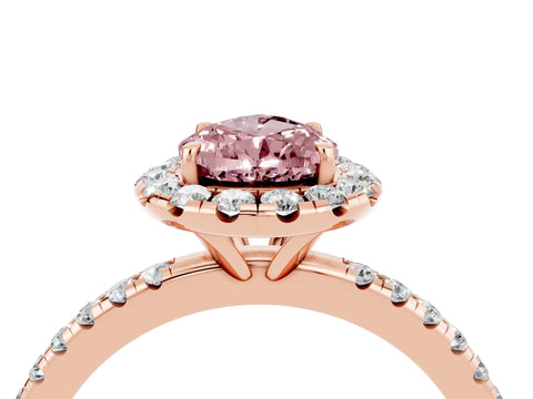 Rose gold Pear Cut Cut Diamond Floral Halo Engagement Ring with Pavé Band and Prong Setting_4