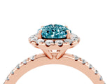 Rose gold Pear Cut Cut Diamond Floral Halo Engagement Ring with Pavé Band and Prong Setting_4