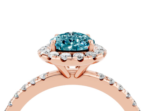 Rose gold Pear Cut Cut Diamond Floral Halo Engagement Ring with Pavé Band and Prong Setting_4