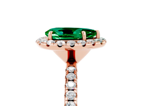 Rose gold Pear Cut Cut Diamond Floral Halo Engagement Ring with Pavé Band and Prong Setting_5