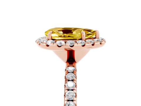 Rose gold Pear Cut Cut Diamond Floral Halo Engagement Ring with Pavé Band and Prong Setting_5