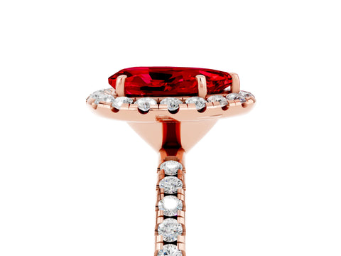 Rose gold Pear Cut Cut Diamond Floral Halo Engagement Ring with Pavé Band and Prong Setting_5