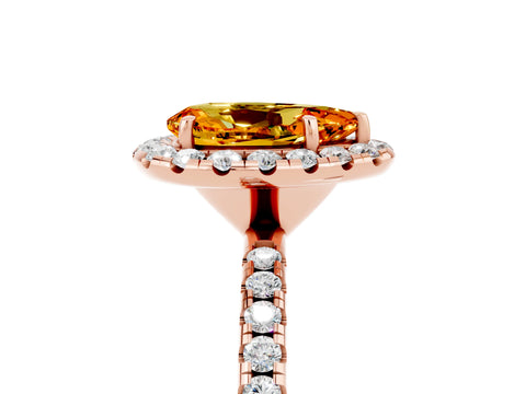 Rose gold Pear Cut Cut Diamond Floral Halo Engagement Ring with Pavé Band and Prong Setting_5