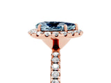 Rose gold Pear Cut Cut Diamond Floral Halo Engagement Ring with Pavé Band and Prong Setting_5
