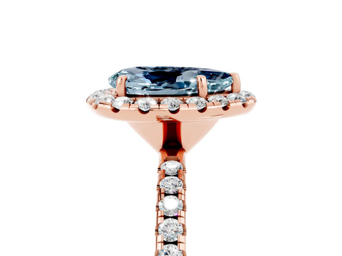 Rose gold Pear Cut Cut Diamond Floral Halo Engagement Ring with Pavé Band and Prong Setting_5