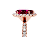 Rose gold Pear Cut Cut Diamond Floral Halo Engagement Ring with Pavé Band and Prong Setting_5