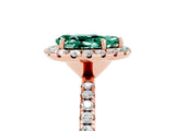 Rose gold Pear Cut Cut Diamond Floral Halo Engagement Ring with Pavé Band and Prong Setting_5