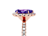 Rose gold Pear Cut Cut Diamond Floral Halo Engagement Ring with Pavé Band and Prong Setting_5