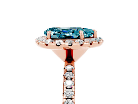 Rose gold Pear Cut Cut Diamond Floral Halo Engagement Ring with Pavé Band and Prong Setting_5