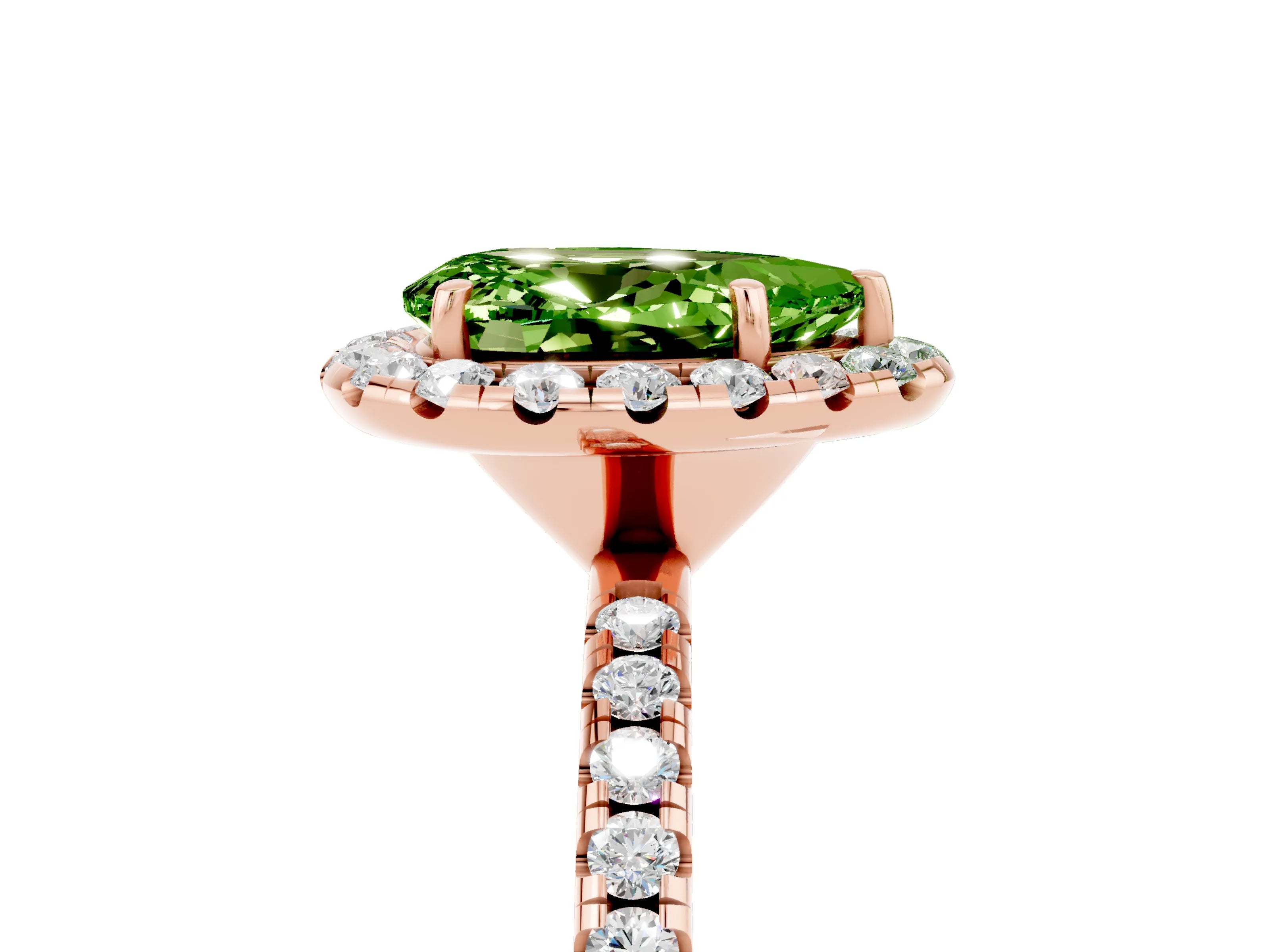 Rose gold Pear Cut Cut Diamond Floral Halo Engagement Ring with Pavé Band and Prong Setting_5