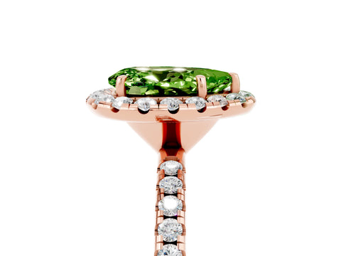 Rose gold Pear Cut Cut Diamond Floral Halo Engagement Ring with Pavé Band and Prong Setting_5