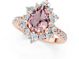Rose gold Pear Cut Cut Diamond Floral Halo Pave Band with Prong Setting_1