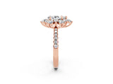 Rose gold Pear Cut Cut Diamond Floral Halo Pave Band with Prong Setting_2