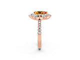 Rose gold Pear Cut Cut Diamond Floral Halo Pave Band with Prong Setting_2