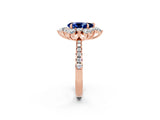 Rose gold Pear Cut Cut Diamond Floral Halo Pave Band with Prong Setting_2
