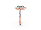 Rose gold Pear Cut Cut Diamond Floral Halo Pave Band with Prong Setting_2
