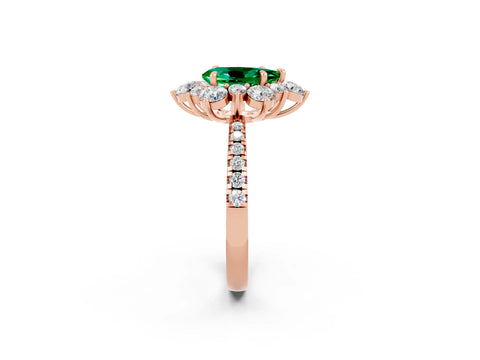 Rose gold Pear Cut Cut Diamond Floral Halo Pave Band with Prong Setting_2