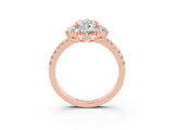 Rose gold Pear Cut Cut Diamond Floral Halo Pave Band with Prong Setting_3