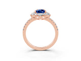 Rose gold Pear Cut Cut Diamond Floral Halo Pave Band with Prong Setting_3