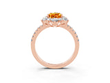 Rose gold Pear Cut Cut Diamond Floral Halo Pave Band with Prong Setting_3
